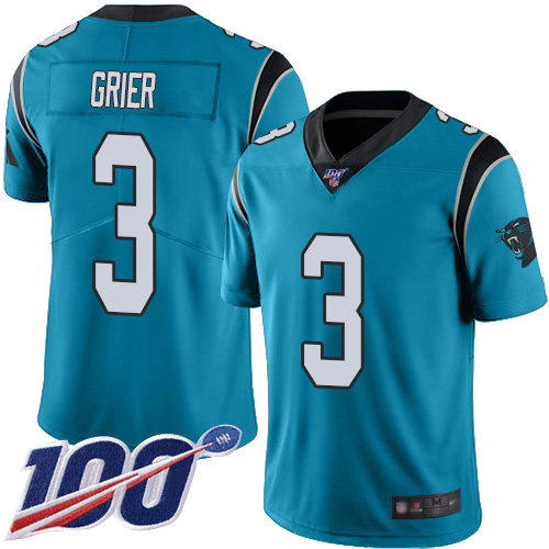 Carolina Panthers Limited Blue Youth Will Grier Jersey NFL Football #3 100th Season Rush Vapor Untouchable->youth nfl jersey->Youth Jersey